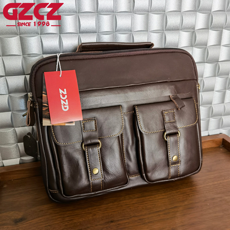 Leather Work Handbags - Sac à main pour homme GZCZ,