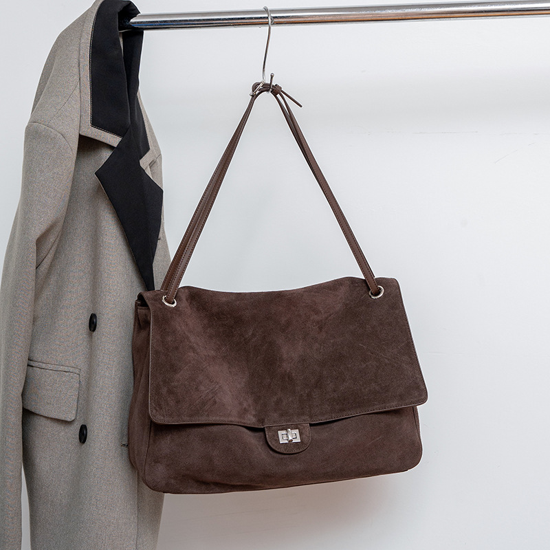 Leather Work Handbags - Sac à bandoulière en cuir suédé