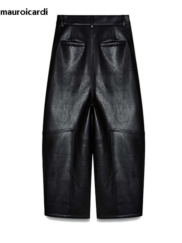 Pantalon large en cuir PU noir - Leather Work Pants avis et prix