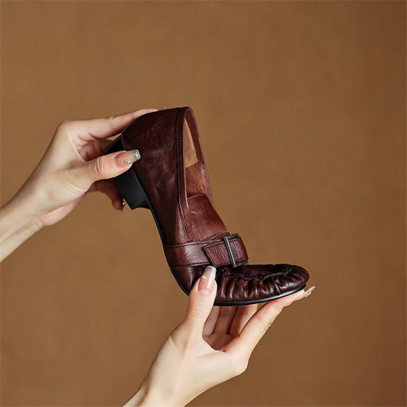 Escarpins en cuir véritable po - Leather Work Heels avis et prix