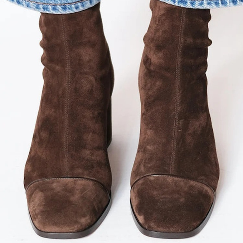 Bottes en cuir suédé pour femm - Leather Work Heels avis et prix